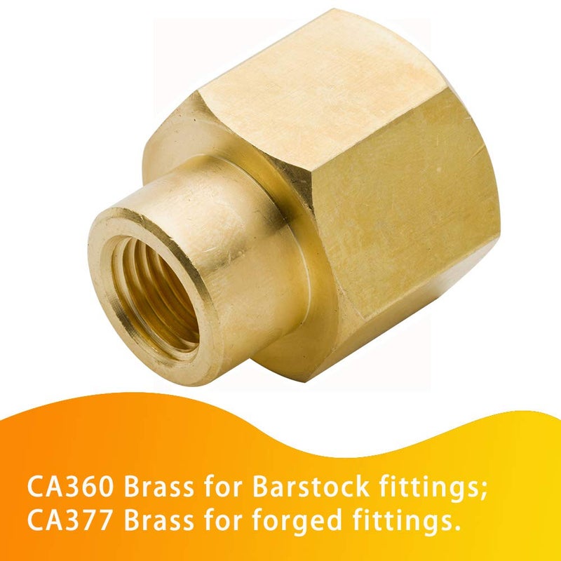 Legines Brass Reducing Coupling 1/2" NPT Female x 1/4" NPT Female, Hex Reducer Coupler Adapter Pipe Fitting 1200psi (Pack of 2) - Image 3
